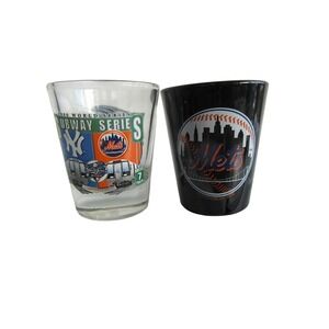 MLB New York Mets Yankees 2000 World Series Subway Series Shot Glass Set of 2